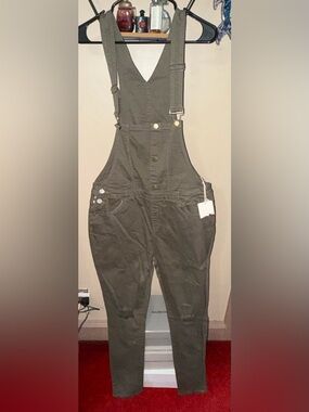 Olive Green Utility Overall Jumpsuit